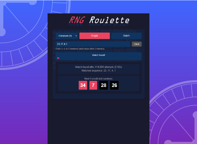 RNG roulette tool